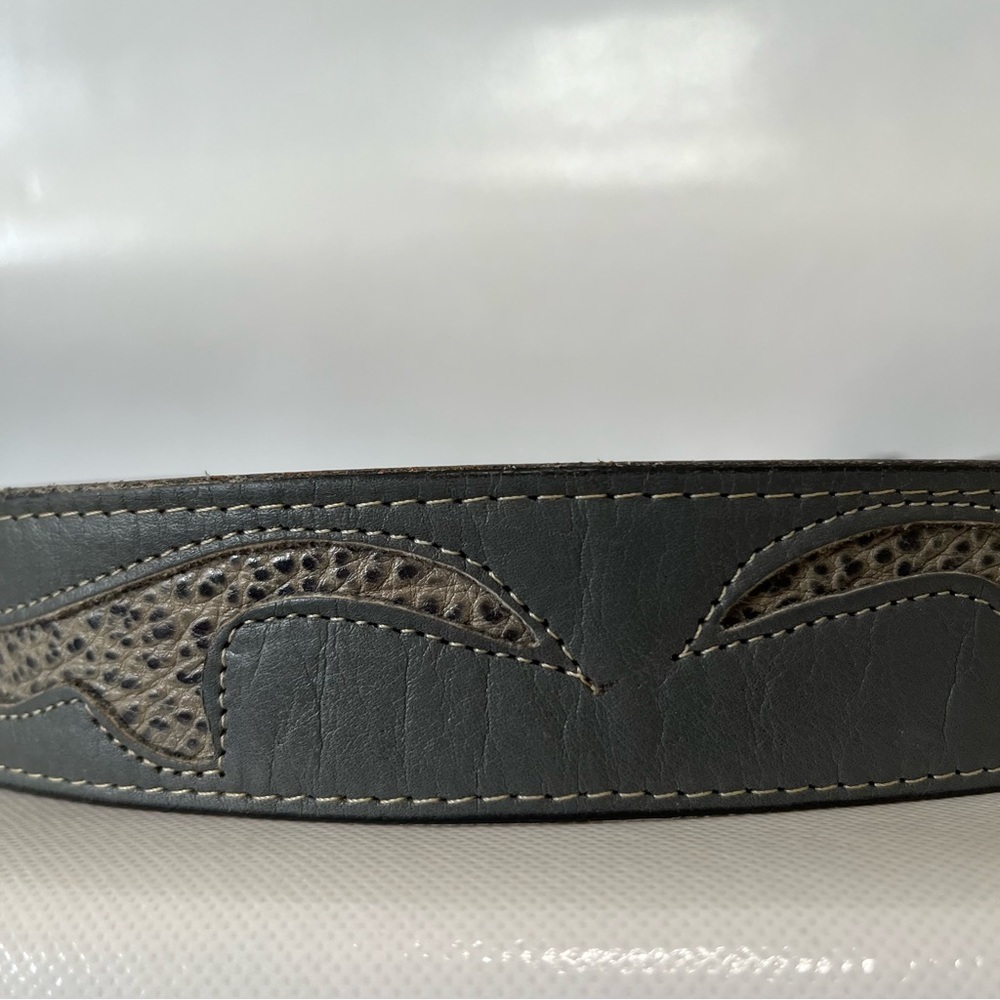 Vintage Riata Western Gray Leather Belt - Picture 3 of 8